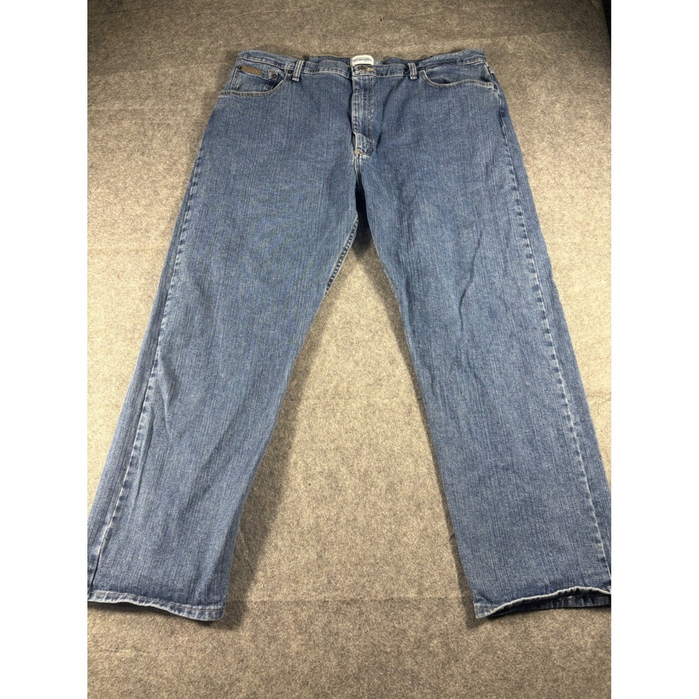 Wrangler Mens Relaxed Fit Straight Leg Blue Denim Jeans 42x30